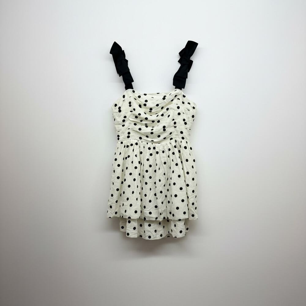 En Saison Polka Dot Romper XS Black White Bow Feminine
